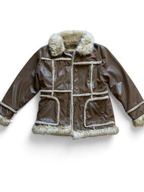 Y2K Arizona brown faux fur lined jacket Size S